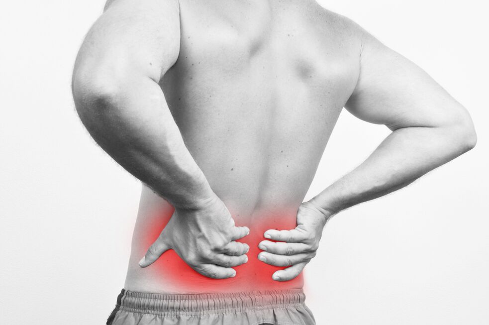 Back pain in the lumbar region.